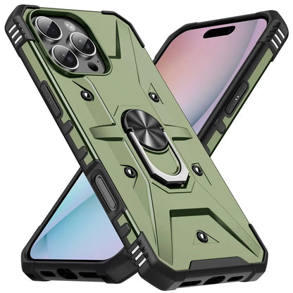 For iPhone 16 Pro Case PC+ TPU Anti-Drop Phone Cover with Ring Kickstand