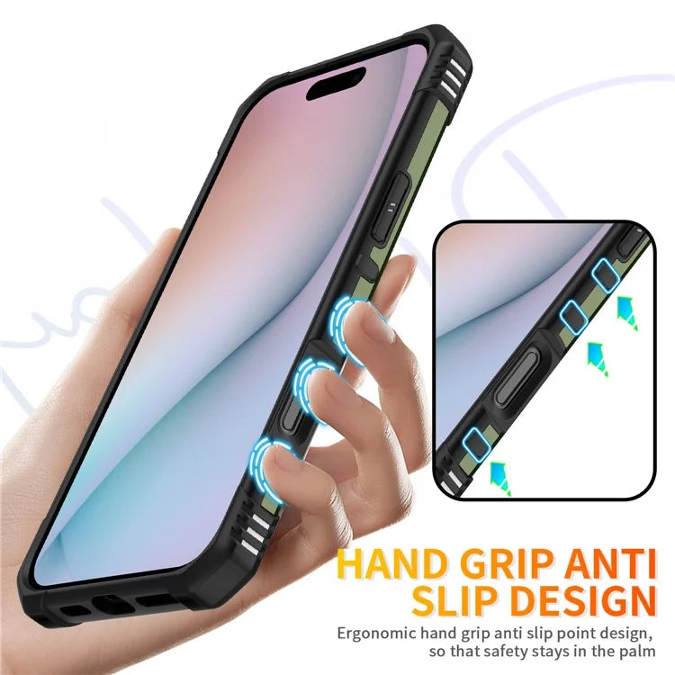 For iPhone 16 Pro Case PC+ TPU Anti-Drop Phone Cover with Ring Kickstand