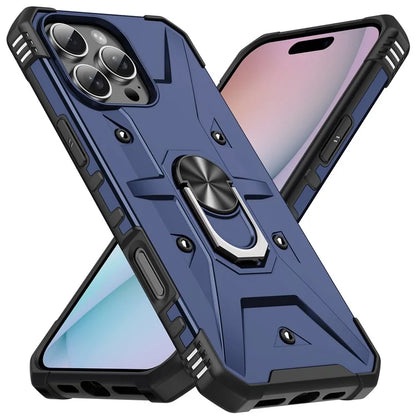 For iPhone 16 Pro Case PC+ TPU Anti-Drop Phone Cover with Ring Kickstand