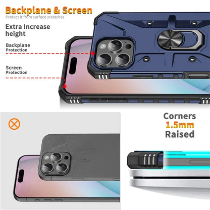 For iPhone 16 Pro Case PC+ TPU Anti-Drop Phone Cover with Ring Kickstand