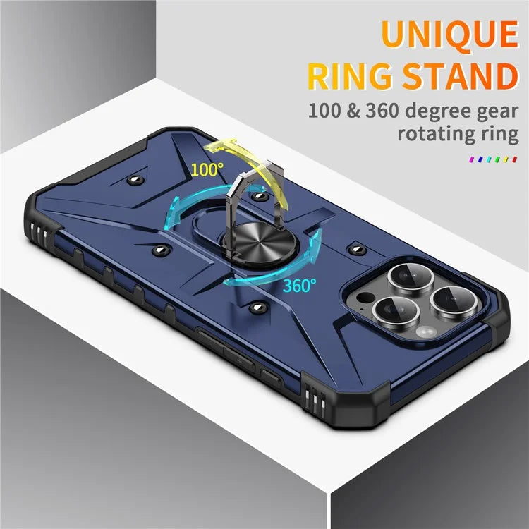 For iPhone 16 Pro Case PC+ TPU Anti-Drop Phone Cover with Ring Kickstand