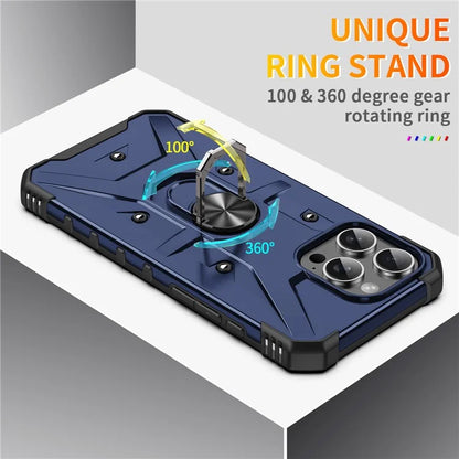 For iPhone 16 Pro Case PC+ TPU Anti-Drop Phone Cover with Ring Kickstand