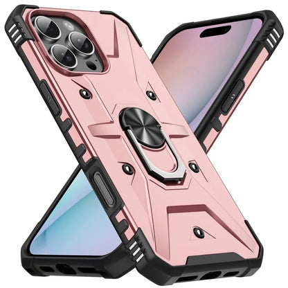 For iPhone 16 Pro Case PC+ TPU Anti-Drop Phone Cover with Ring Kickstand