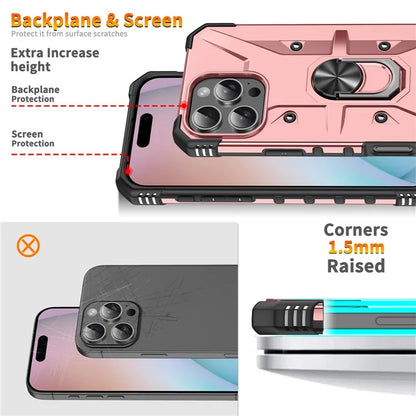 For iPhone 16 Pro Case PC+ TPU Anti-Drop Phone Cover with Ring Kickstand
