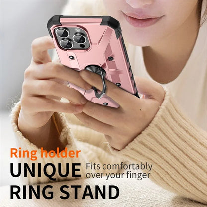 For iPhone 16 Pro Case PC+ TPU Anti-Drop Phone Cover with Ring Kickstand