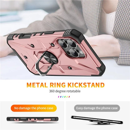 For iPhone 16 Pro Case PC+ TPU Anti-Drop Phone Cover with Ring Kickstand