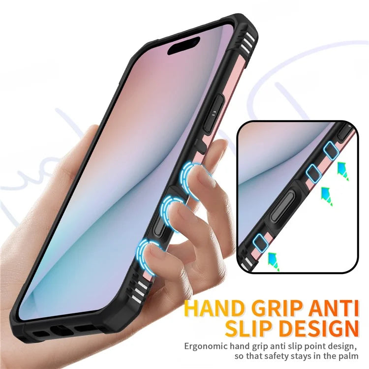 For iPhone 16 Pro Case PC+ TPU Anti-Drop Phone Cover with Ring Kickstand