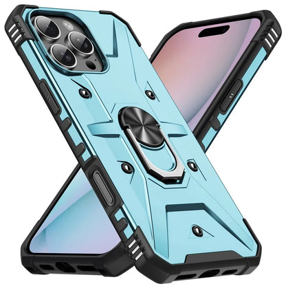 For iPhone 16 Pro Case PC+ TPU Anti-Drop Phone Cover with Ring Kickstand