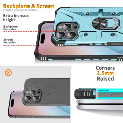 For iPhone 16 Pro Case PC+ TPU Anti-Drop Phone Cover with Ring Kickstand