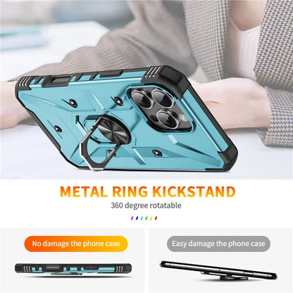For iPhone 16 Pro Case PC+ TPU Anti-Drop Phone Cover with Ring Kickstand