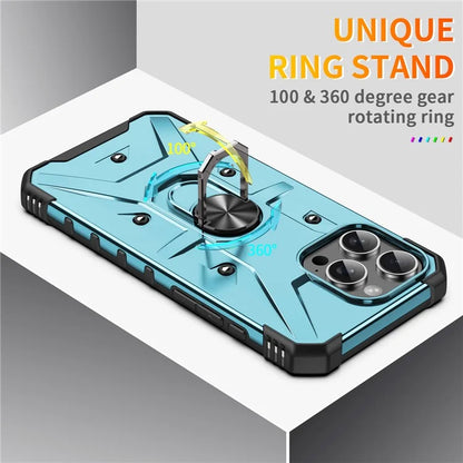 For iPhone 16 Pro Case PC+ TPU Anti-Drop Phone Cover with Ring Kickstand
