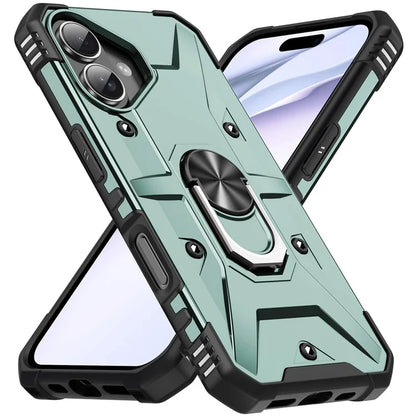 For iPhone 16 Case PC+ TPU Anti-Drop Phone Cover with Ring Kickstand