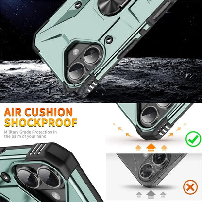 For iPhone 16 Case PC+ TPU Anti-Drop Phone Cover with Ring Kickstand