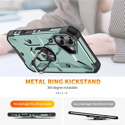 For iPhone 16 Case PC+ TPU Anti-Drop Phone Cover with Ring Kickstand