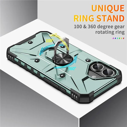 For iPhone 16 Case PC+ TPU Anti-Drop Phone Cover with Ring Kickstand