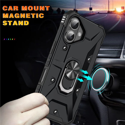 For iPhone 16 Case PC+ TPU Anti-Drop Phone Cover with Ring Kickstand