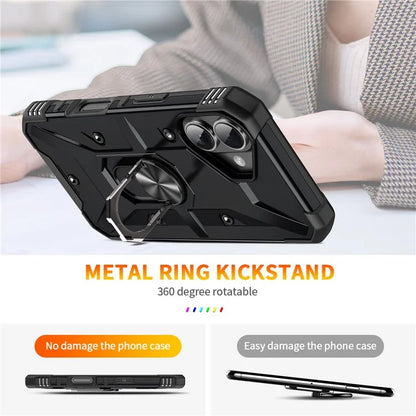 For iPhone 16 Case PC+ TPU Anti-Drop Phone Cover with Ring Kickstand