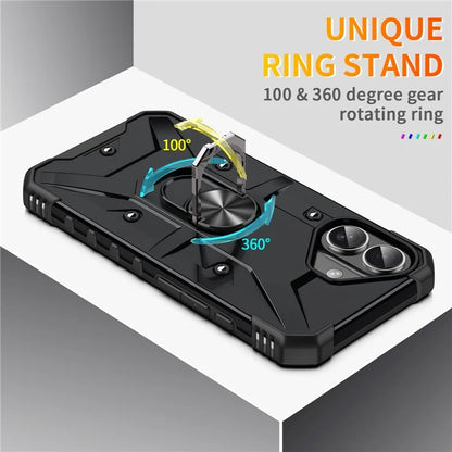 For iPhone 16 Case PC+ TPU Anti-Drop Phone Cover with Ring Kickstand