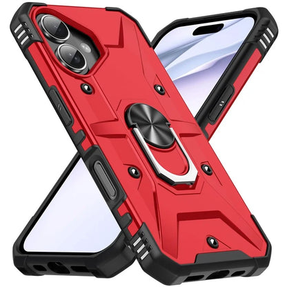 For iPhone 16 Case PC+ TPU Anti-Drop Phone Cover with Ring Kickstand