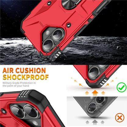 For iPhone 16 Case PC+ TPU Anti-Drop Phone Cover with Ring Kickstand