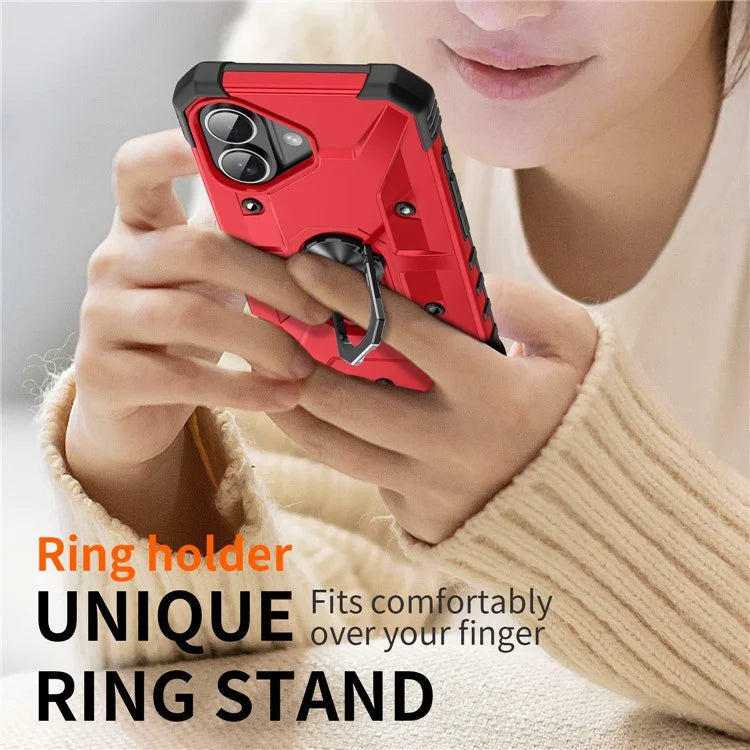 For iPhone 16 Case PC+ TPU Anti-Drop Phone Cover with Ring Kickstand