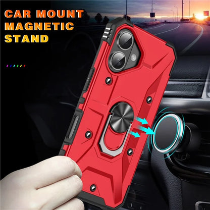 For iPhone 16 Case PC+ TPU Anti-Drop Phone Cover with Ring Kickstand