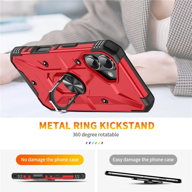 For iPhone 16 Case PC+ TPU Anti-Drop Phone Cover with Ring Kickstand