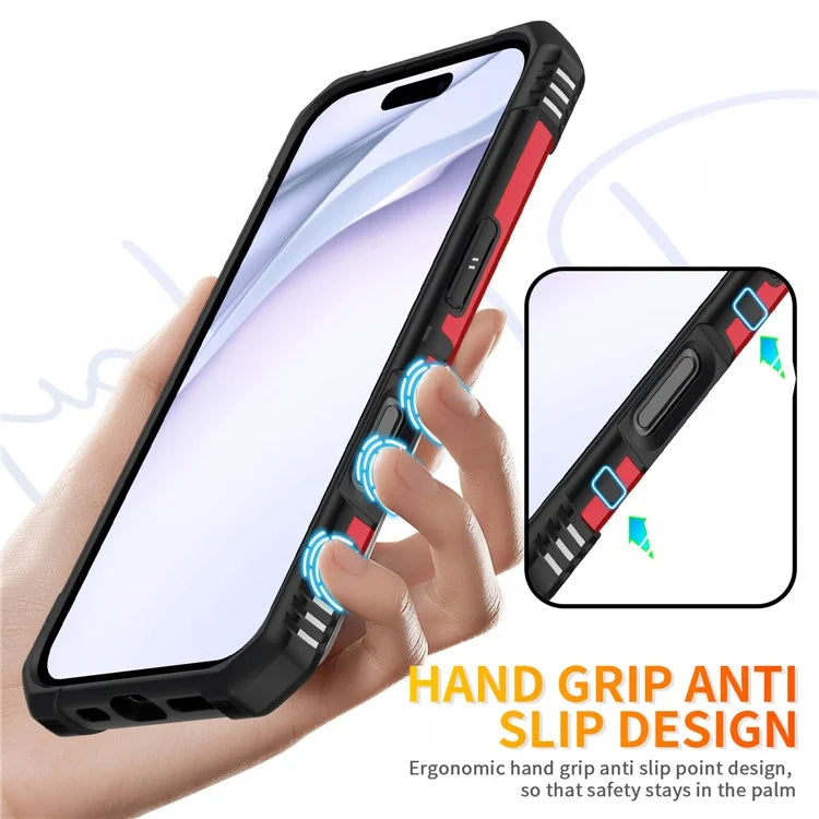For iPhone 16 Case PC+ TPU Anti-Drop Phone Cover with Ring Kickstand