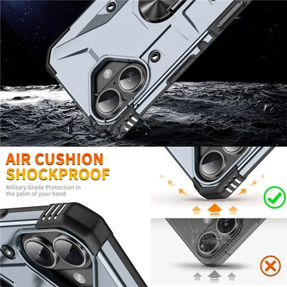 For iPhone 16 Case PC+ TPU Anti-Drop Phone Cover with Ring Kickstand