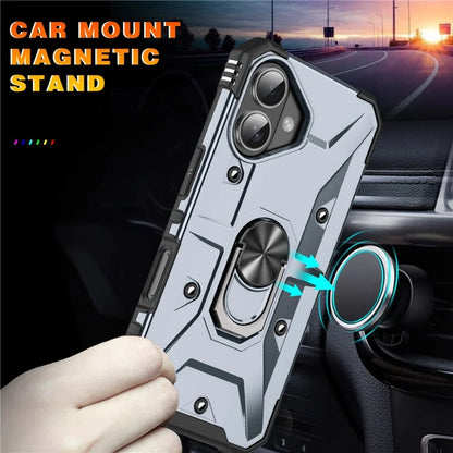 For iPhone 16 Case PC+ TPU Anti-Drop Phone Cover with Ring Kickstand