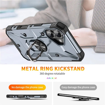 For iPhone 16 Case PC+ TPU Anti-Drop Phone Cover with Ring Kickstand