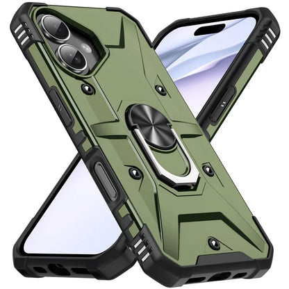 For iPhone 16 Case PC+ TPU Anti-Drop Phone Cover with Ring Kickstand