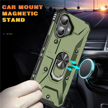 For iPhone 16 Case PC+ TPU Anti-Drop Phone Cover with Ring Kickstand