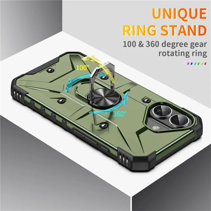 For iPhone 16 Case PC+ TPU Anti-Drop Phone Cover with Ring Kickstand