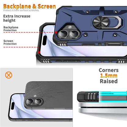 For iPhone 16 Case PC+ TPU Anti-Drop Phone Cover with Ring Kickstand