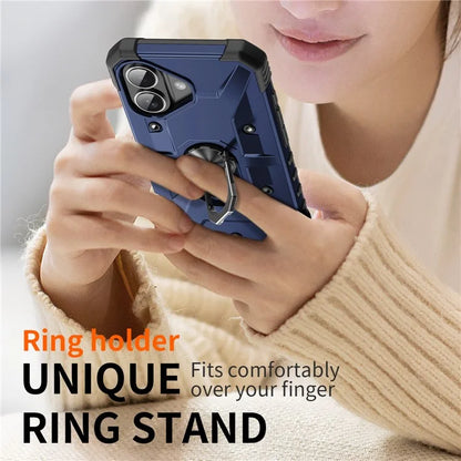 For iPhone 16 Case PC+ TPU Anti-Drop Phone Cover with Ring Kickstand
