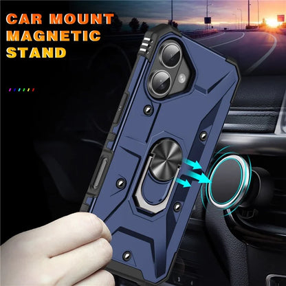 For iPhone 16 Case PC+ TPU Anti-Drop Phone Cover with Ring Kickstand