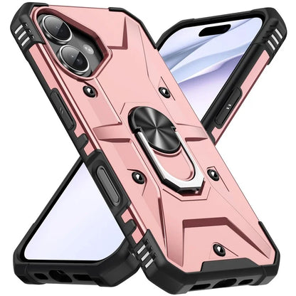 For iPhone 16 Case PC+ TPU Anti-Drop Phone Cover with Ring Kickstand
