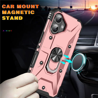 For iPhone 16 Case PC+ TPU Anti-Drop Phone Cover with Ring Kickstand