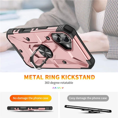 For iPhone 16 Case PC+ TPU Anti-Drop Phone Cover with Ring Kickstand