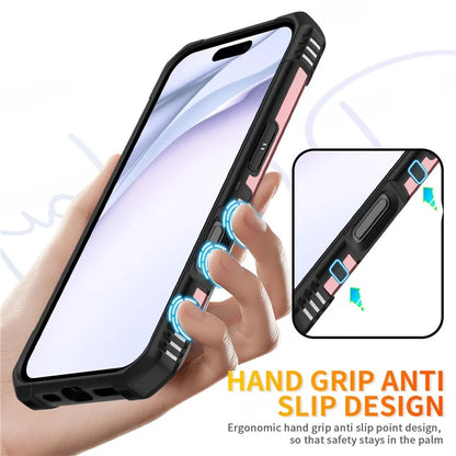 For iPhone 16 Case PC+ TPU Anti-Drop Phone Cover with Ring Kickstand