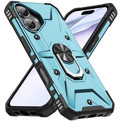 For iPhone 16 Case PC+ TPU Anti-Drop Phone Cover with Ring Kickstand