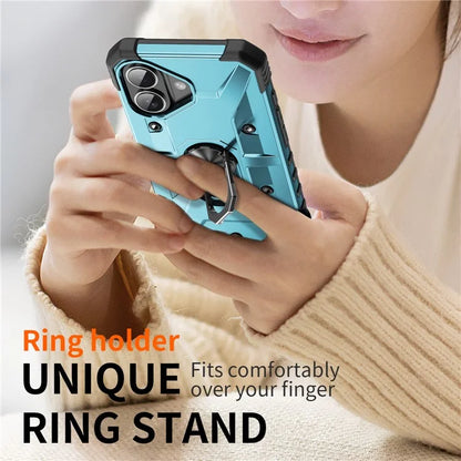 For iPhone 16 Case PC+ TPU Anti-Drop Phone Cover with Ring Kickstand