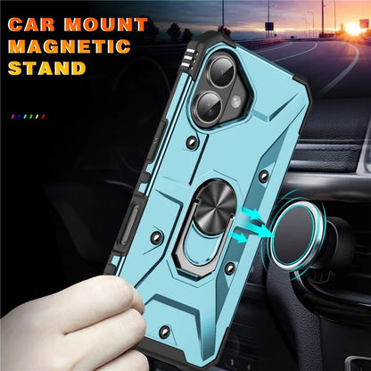 For iPhone 16 Case PC+ TPU Anti-Drop Phone Cover with Ring Kickstand