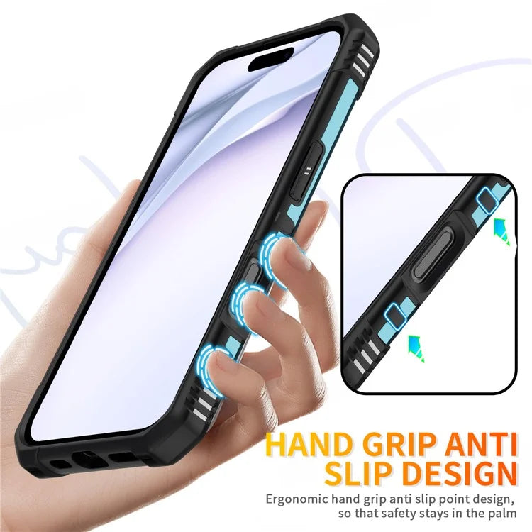 For iPhone 16 Case PC+ TPU Anti-Drop Phone Cover with Ring Kickstand