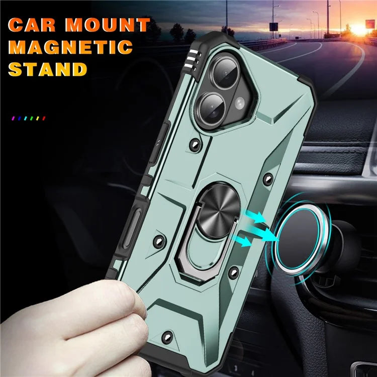 For iPhone 16 Plus Case PC+ TPU Anti-Drop Phone Cover with Ring Kickstand