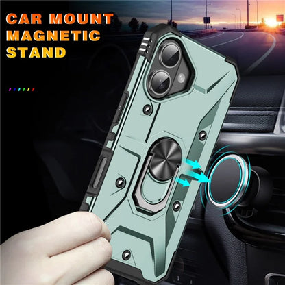 For iPhone 16 Plus Case PC+ TPU Anti-Drop Phone Cover with Ring Kickstand