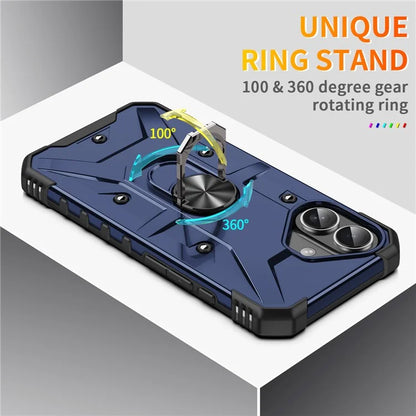For iPhone 16 Plus Case PC+ TPU Anti-Drop Phone Cover with Ring Kickstand