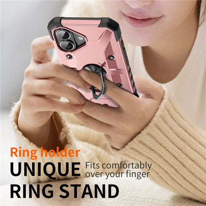 For iPhone 16 Plus Case PC+ TPU Anti-Drop Phone Cover with Ring Kickstand