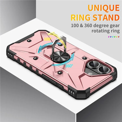 For iPhone 16 Plus Case PC+ TPU Anti-Drop Phone Cover with Ring Kickstand